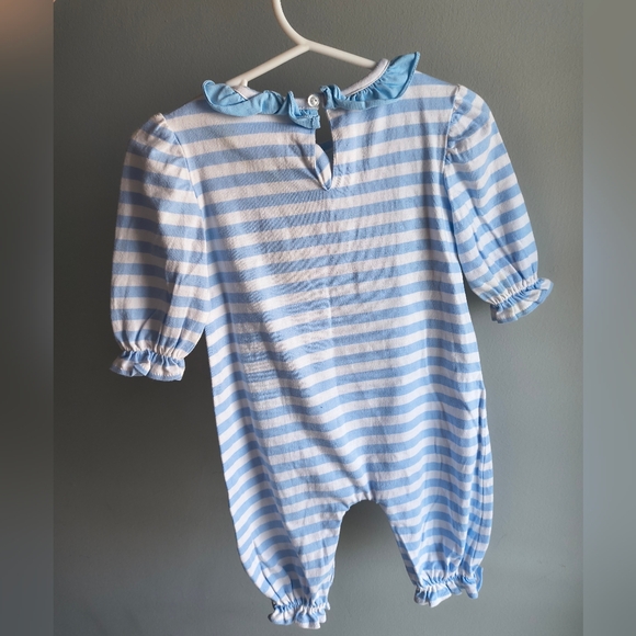 Vintage Style Blue Striped Kids One Piece 3m - Picture 2 of 4
